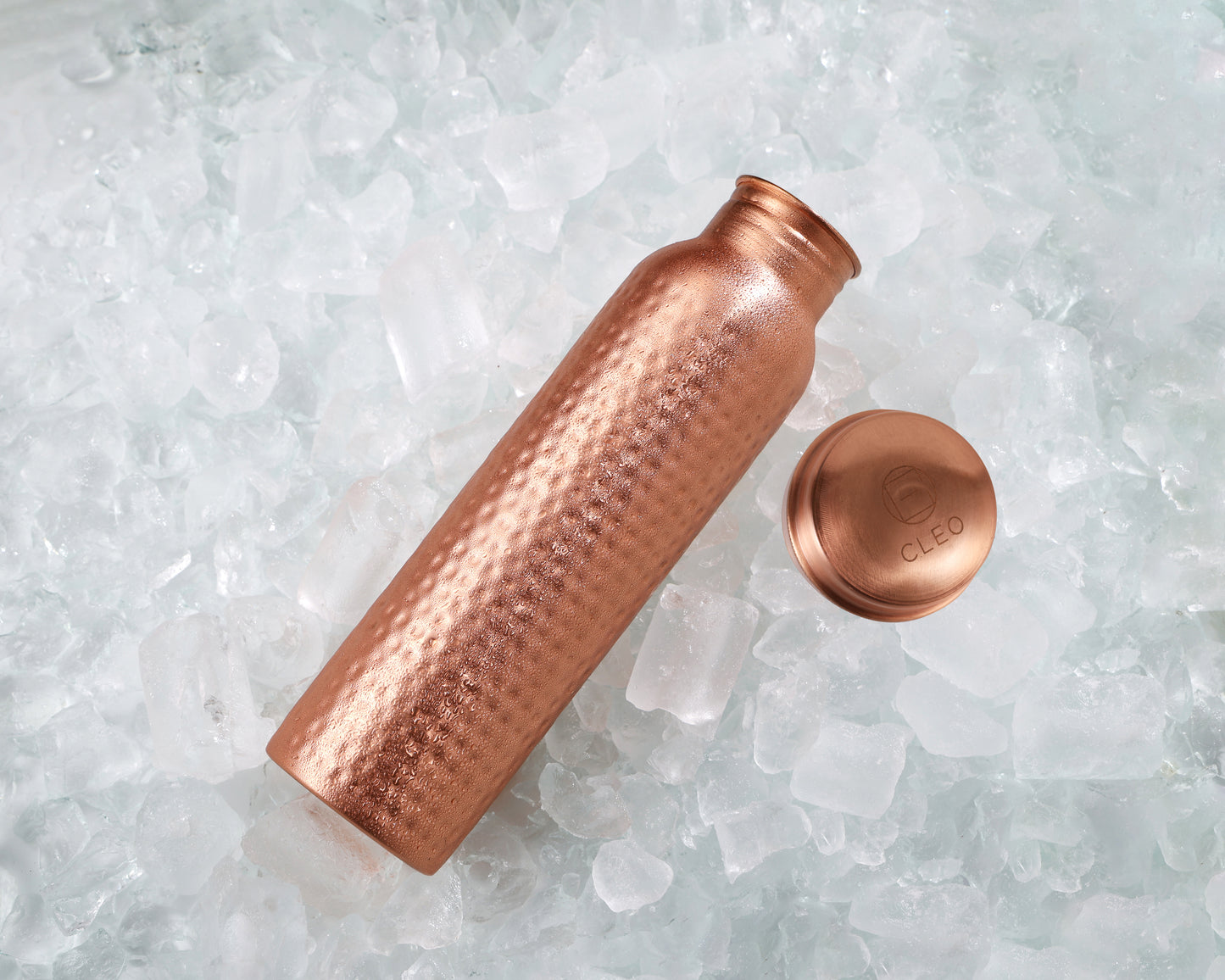 Hand Crafted Hammered Copper Bottle With Canvas Bag & Sustainable Coir Brush