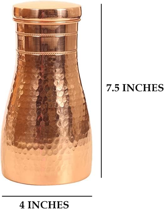 CLEO HOME (32 Oz/950 ml) Handcrafted Hammered-100% Ayurvedic Copper Water Bottle with Cleaning Brush and Canvas Bag | Lab-Tested, Leak-Proof Bottle - CLEO HOME